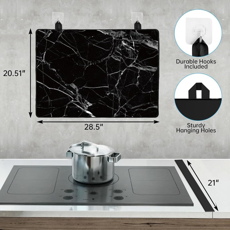 PAHTTO Stove Top Cover for Electric Stove (28.5”x 20.5”), Heat Resistant Glass Stove Top Cover, Cooktop Protector for Glass/Ceramic Stoves, Dishwasher Safe Natural Rubber, Black Marble - Image 5